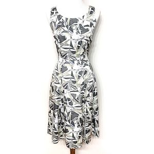 Lafayette 148 Gray Geometric Fit & Flare Dress